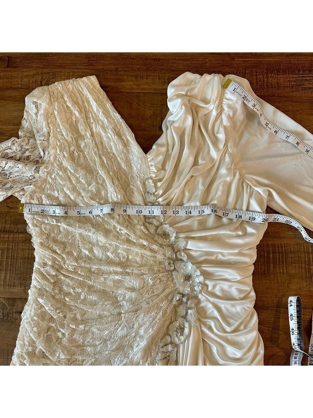 Filigree Ltd Vintage Elegant Ivory Draped Long Sleeve Special Occasion Dress 18W - Picture 14 of 17